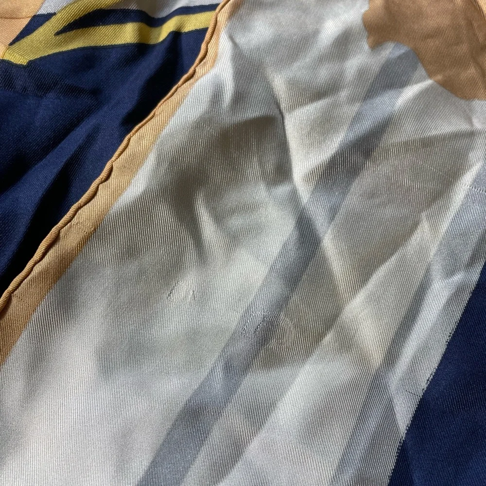 Vintage 70s Christian Dior 100% silk scarf abstract Iris design and logo large